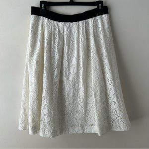 5 FOR $25 | Ann Taylor Loft Full Modest Midi Knee Length Skirt Lace White Black
